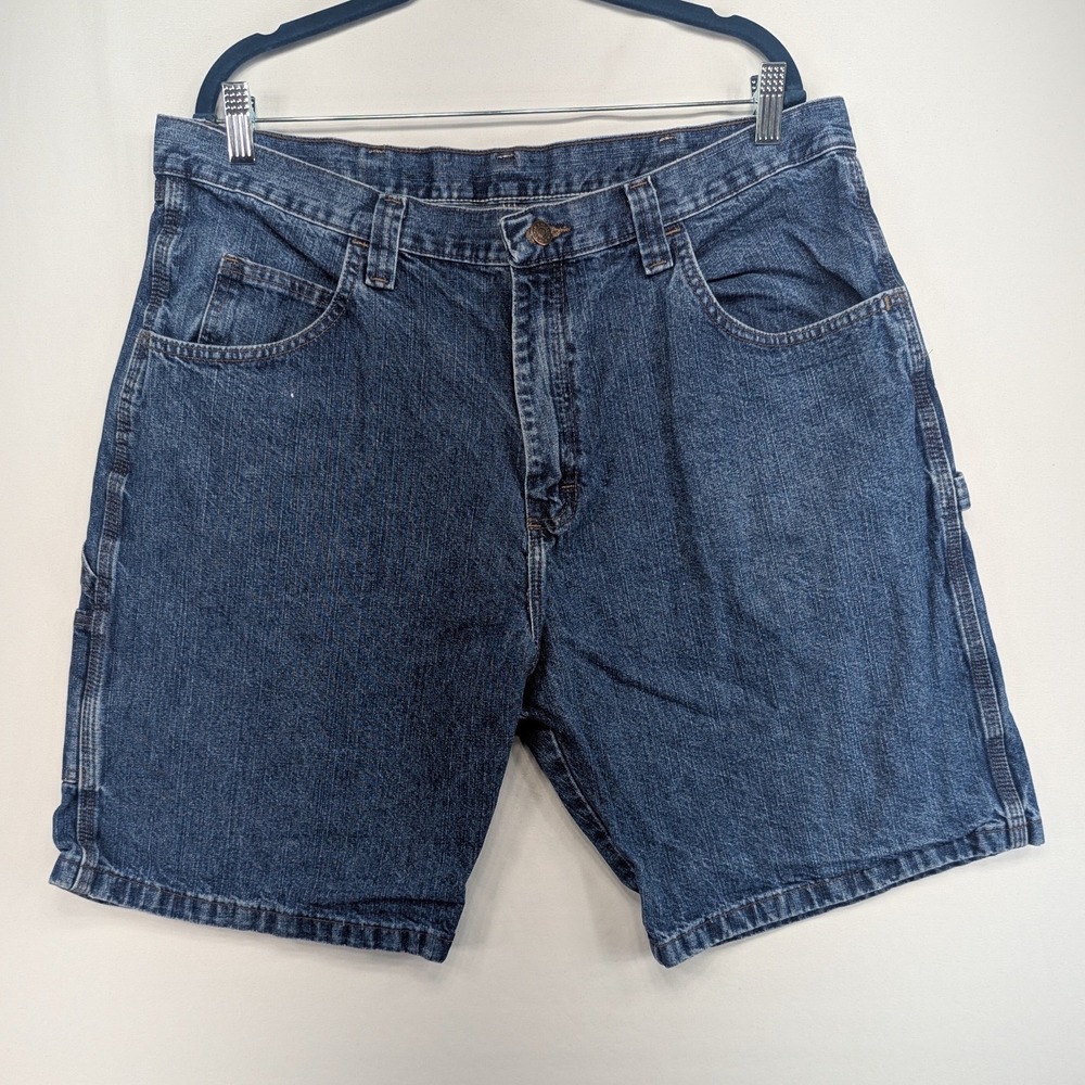 Wrangler Mens Blue Denim Carpenter Shorts Hammer Loop 38 REG 64WC2DI
